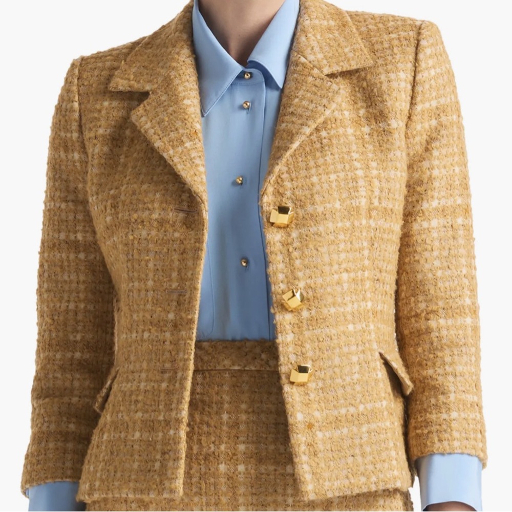 St. John Tonal Soft Check Tweed Jacket NWT